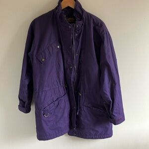 Vintage Eddie Bauer wool blanket plaid lined barn chore jacket purple size large